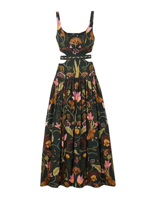 + Net Sustain Totumo Cut-out Gathered Printed Cotton Maxi Dress