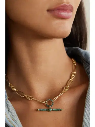 Lucy Delius Twisted Link Connection 14-karat Gold Emerald Necklace | Thumbnail 2