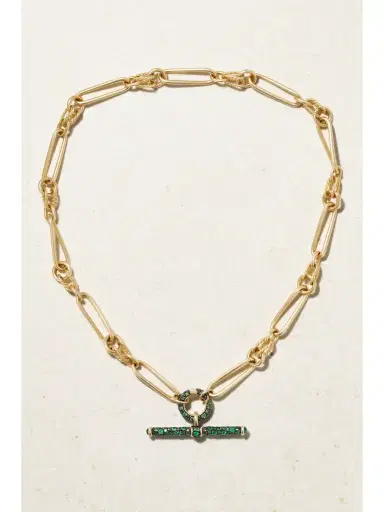 Lucy Delius Twisted Link Connection 14-karat Gold Emerald Necklace | Thumbnail 3