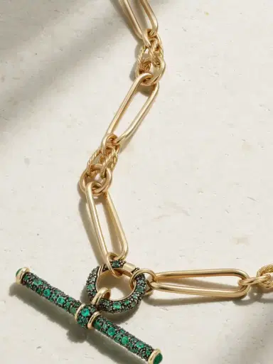 Lucy Delius Twisted Link Connection 14-karat Gold Emerald Necklace | Thumbnail 1