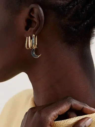 Foundrae Fob 18-karat Gold Topaz Single Hoop Earring | Thumbnail 4