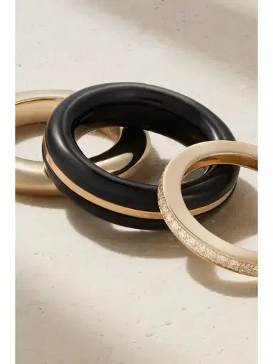 By Pariah + Net Sustain The Albert, Essential And Triple Eternity Set Of Three 14-karat Recycled Gold, Onyx And Laboratory-grown Diamond Rings | Thumbnail 4 By Pariah + Net Sustain The Albert, Essential And Triple Eternity Set Of Three 14-karat Recycled Gold, Onyx And Laboratory-grown Diamond Rings | Thumbnail 4