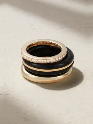 By Pariah + Net Sustain The Albert, Essential And Triple Eternity Set Of Three 14-karat Recycled Gold, Onyx And Laboratory-grown Diamond Rings | Thumbnail 1 By Pariah + Net Sustain The Albert, Essential And Triple Eternity Set Of Three 14-karat Recycled Gold, Onyx And Laboratory-grown Diamond Rings | Thumbnail 1