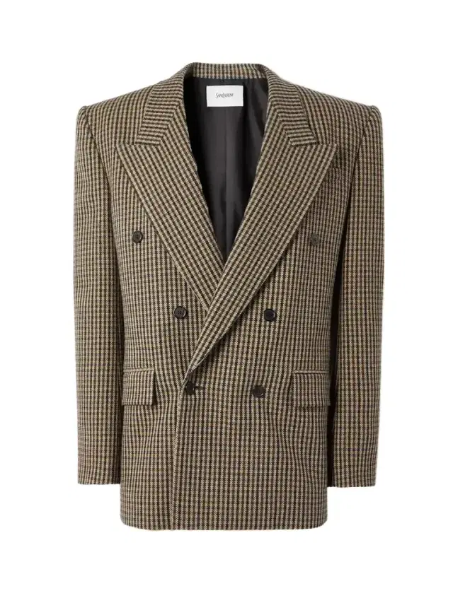 Double-breasted Checked Wool-blend Blazer