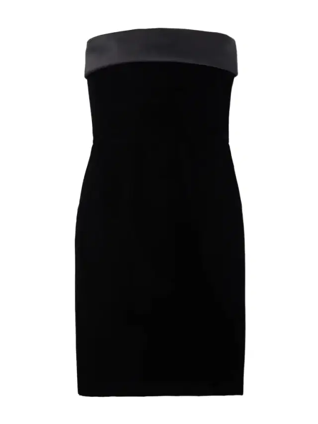 Strapless Satin-trimmed Velvet Mini Dress