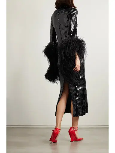 Taller Marmo Del Rio Disco Feather-trimmed Sequined Tulle Midi Dress | Thumbnail 3 Taller Marmo Del Rio Disco Feather-trimmed Sequined Tulle Midi Dress | Thumbnail 3