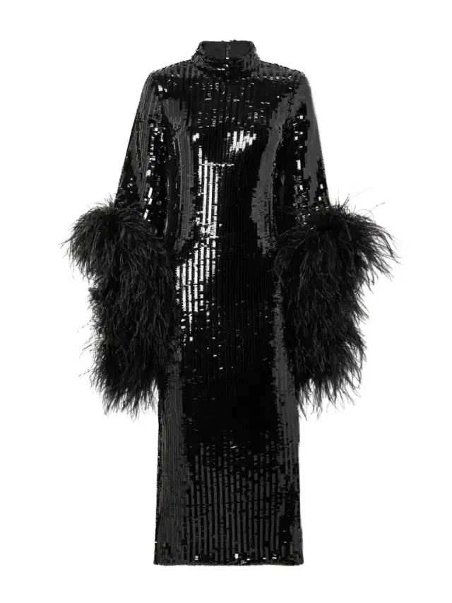 Taller Marmo Del Rio Disco Feather-trimmed Sequined Tulle Midi Dress