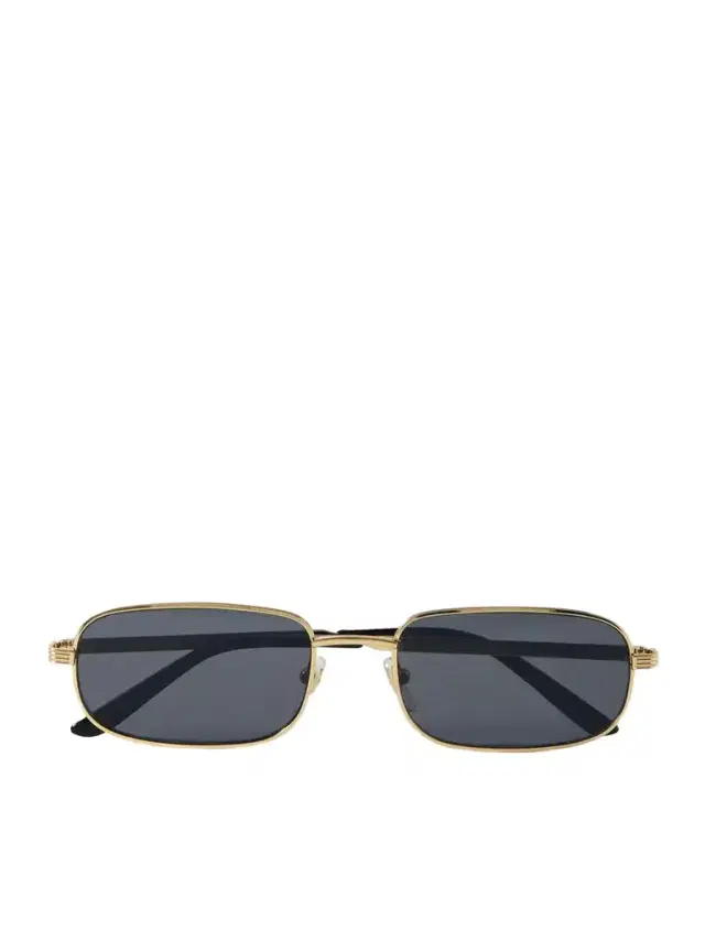 Rectangular-frame Gold-tone Sunglasses