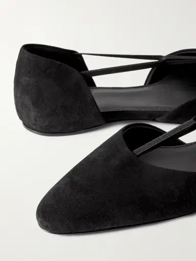 TOTEME + Net Sustain The T-strap Suede Point-toe Flats | Thumbnail 4