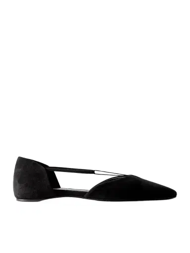 TOTEME + Net Sustain The T-strap Suede Point-toe Flats | Thumbnail 1
