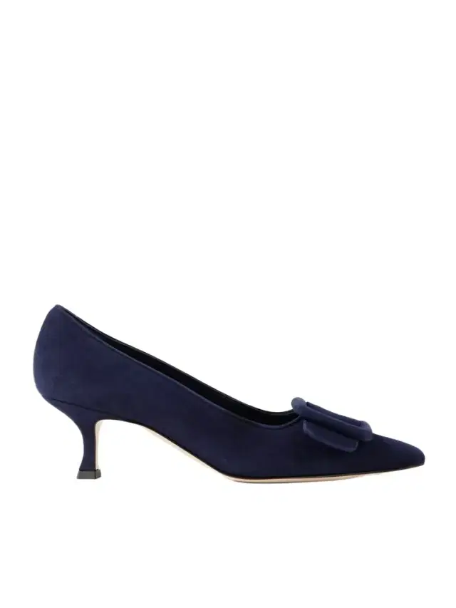 Manolo Blahnik Maysale 50 Buckled Suede Pumps