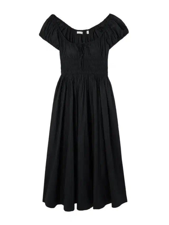 DÔEN Quinn Tie-detailed Shirred Organic Cotton-poplin Midi Dress