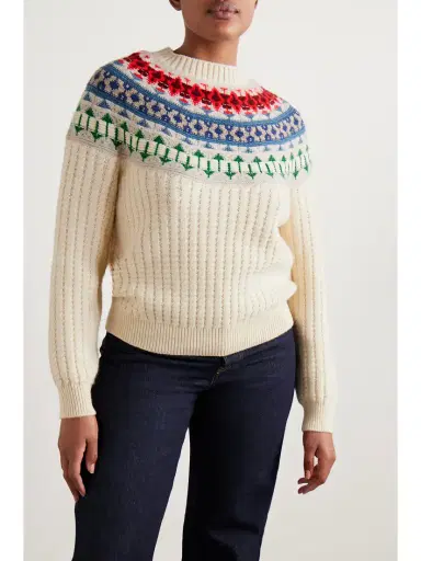 Loro Piana Noel Fair Isle Cable-knit Cashmere Sweater | Thumbnail 3