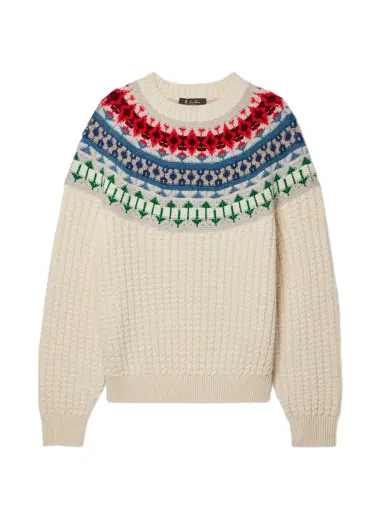 Loro Piana Noel Fair Isle Cable-knit Cashmere Sweater | Thumbnail 1