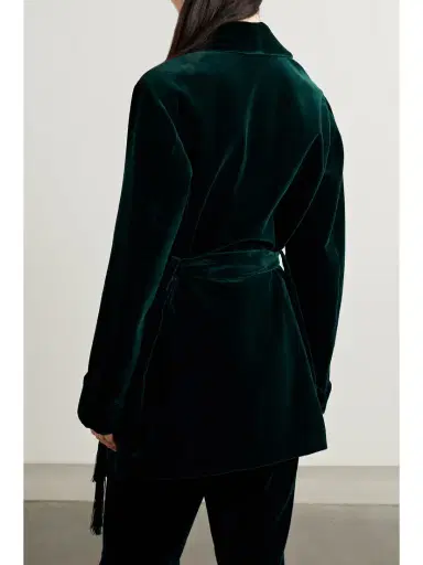 Loro Piana Raniya Belted Macramé-trimmed Cotton-blend Velvet Jacket | Thumbnail 4 Loro Piana Raniya Belted Macramé-trimmed Cotton-blend Velvet Jacket | Thumbnail 4