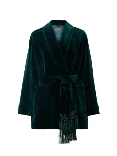 Loro Piana Raniya Belted Macramé-trimmed Cotton-blend Velvet Jacket | Thumbnail 1 Loro Piana Raniya Belted Macramé-trimmed Cotton-blend Velvet Jacket | Thumbnail 1
