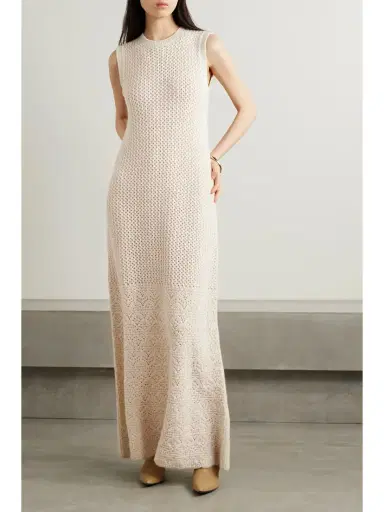 Loro Piana Engadin Pointelle-knit Cashmere Maxi Dress | Thumbnail 3 Loro Piana Engadin Pointelle-knit Cashmere Maxi Dress | Thumbnail 3