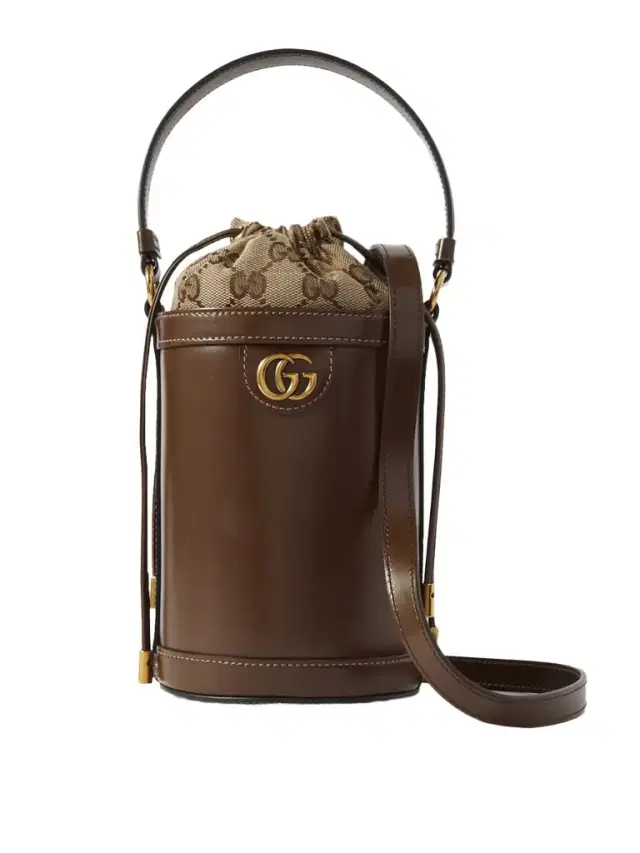 Ophidia Mini Leather And Canvas-jacquard Bucket Bag