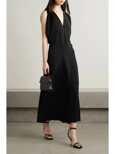 Loro Piana Milena Draped Silk Midi Dress | Thumbnail 2 Loro Piana Milena Draped Silk Midi Dress | Thumbnail 2