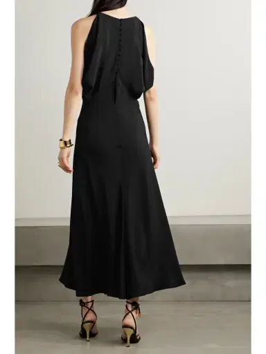 Loro Piana Milena Draped Silk Midi Dress | Thumbnail 3 Loro Piana Milena Draped Silk Midi Dress | Thumbnail 3