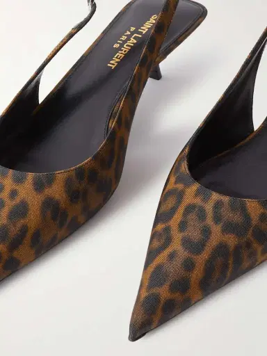Saint Laurent Cherish Leopard-print Grosgrain Slingback Pumps | Thumbnail 4 Saint Laurent Cherish Leopard-print Grosgrain Slingback Pumps | Thumbnail 4