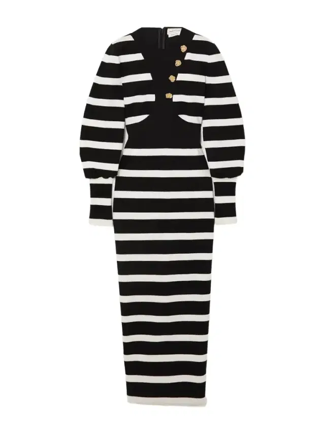 Panelled Striped Wool-blend Midi Dress