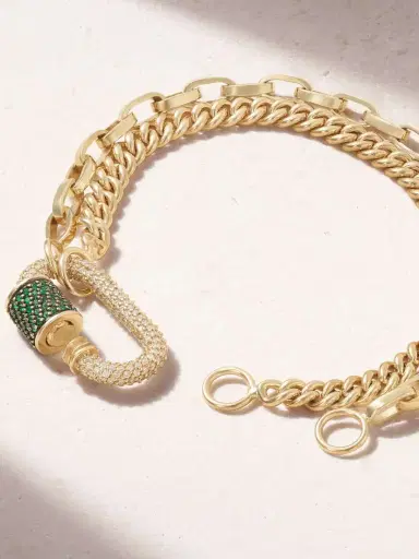 Marla Aaron 18-karat Gold, Emerald And Diamond Bracelet | Thumbnail 3
