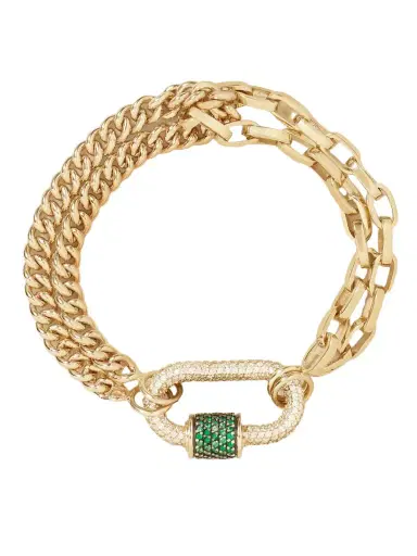 Marla Aaron 18-karat Gold, Emerald And Diamond Bracelet | Thumbnail 1