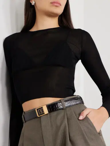 Saint Laurent Croc-effect Leather Belt | Thumbnail 2