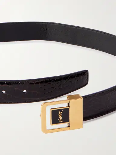 Saint Laurent Croc-effect Leather Belt | Thumbnail 3