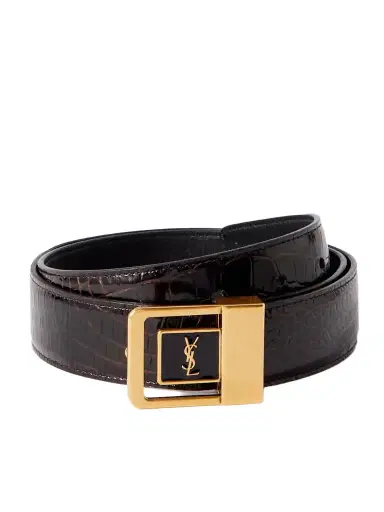 Saint Laurent Croc-effect Leather Belt | Thumbnail 1