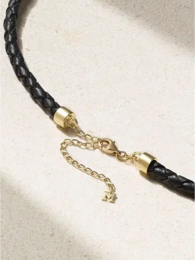 Mateo Water Droplet Leather And 14-karat Gold Necklace | Thumbnail 3 Mateo Water Droplet Leather And 14-karat Gold Necklace | Thumbnail 3