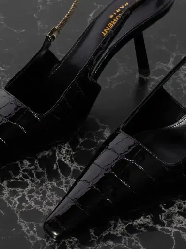Saint Laurent Blake Embellished Croc-effect Leather Slingback Pumps | Thumbnail 4 Saint Laurent Blake Embellished Croc-effect Leather Slingback Pumps | Thumbnail 4