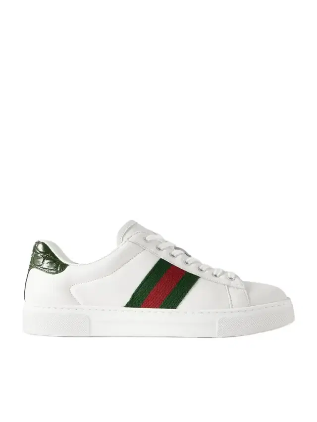 Ace Webbing-trimmed Leather Sneakers
