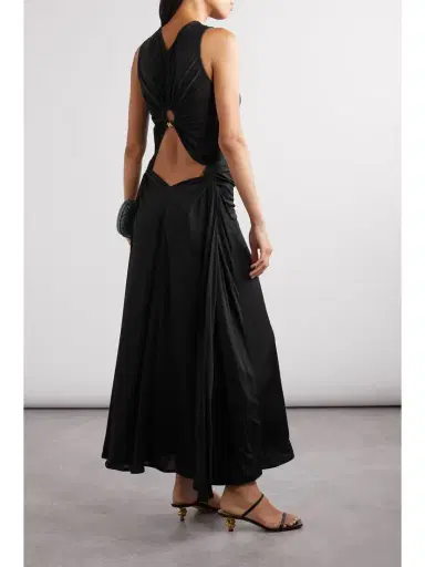 Bottega Veneta Cutout Embellished Gathered Satin-jersey Maxi Dress | Thumbnail 3 Bottega Veneta Cutout Embellished Gathered Satin-jersey Maxi Dress | Thumbnail 3