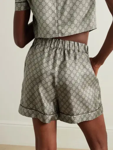 Gucci Gg Supreme Printed Silk-twill Shorts | Thumbnail 3 Gucci Gg Supreme Printed Silk-twill Shorts | Thumbnail 3