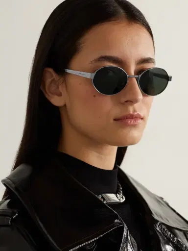 Saint Laurent Eyewear Oval-frame Silver-tone Sunglasses | Thumbnail 2