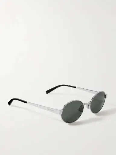 Saint Laurent Eyewear Oval-frame Silver-tone Sunglasses | Thumbnail 3