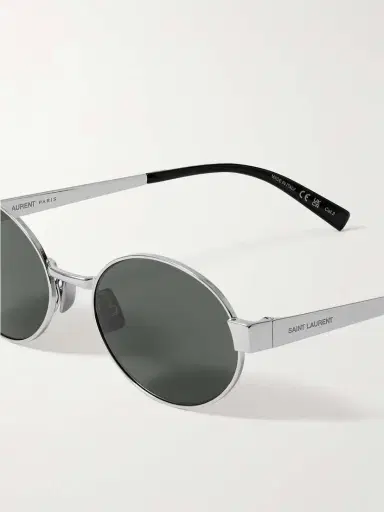 Saint Laurent Eyewear Oval-frame Silver-tone Sunglasses | Thumbnail 4