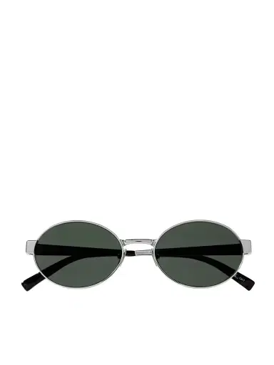 Saint Laurent Eyewear Oval-frame Silver-tone Sunglasses | Thumbnail 1