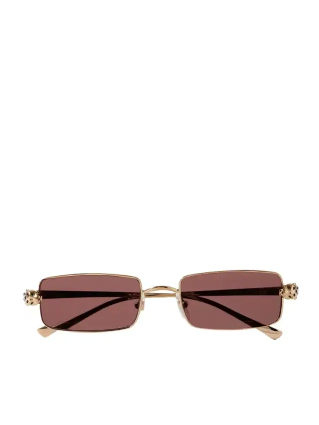 Panthère Rectangular-frame Crystal-embellished Gold-tone Sunglasses