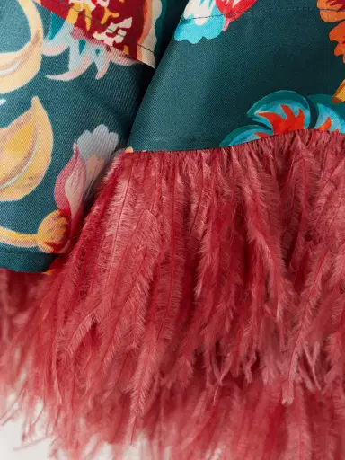 La DoubleJ Make An Exit Feather-trimmed Floral-print Silk-twill Top | Thumbnail 4 La DoubleJ Make An Exit Feather-trimmed Floral-print Silk-twill Top | Thumbnail 4