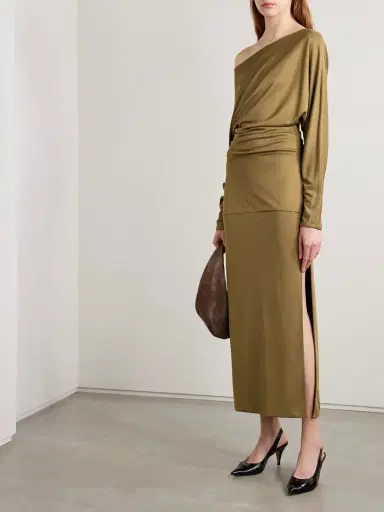 Khaite Junet One-shoulder Draped Satin-jersey Maxi Dress | Thumbnail 2