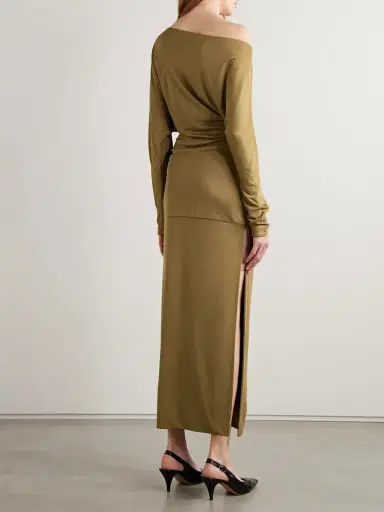 Khaite Junet One-shoulder Draped Satin-jersey Maxi Dress | Thumbnail 3