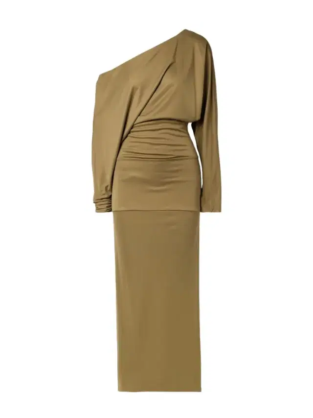 Junet One-shoulder Draped Satin-jersey Maxi Dress