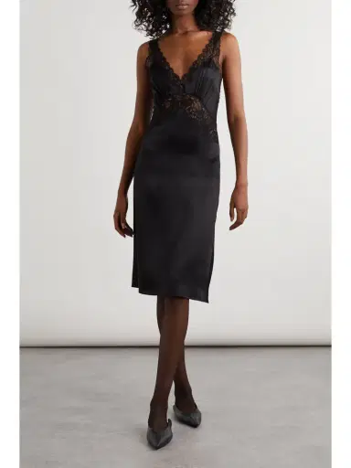 Saint Laurent Lace-trimmed Silk-satin Dress | Thumbnail 2 Saint Laurent Lace-trimmed Silk-satin Dress | Thumbnail 2