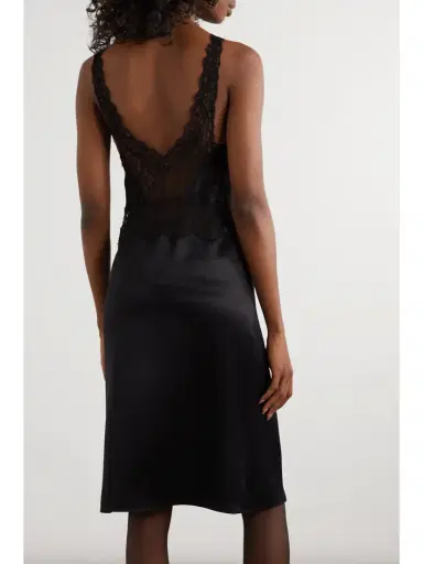 Saint Laurent Lace-trimmed Silk-satin Dress | Thumbnail 3 Saint Laurent Lace-trimmed Silk-satin Dress | Thumbnail 3
