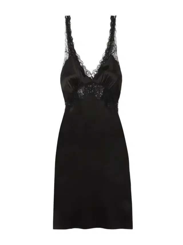 Lace-trimmed Silk-satin Dress