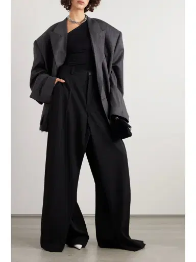 Balenciaga Oversized Double-breasted Distressed Pinstriped Wool Blazer | Thumbnail 2
