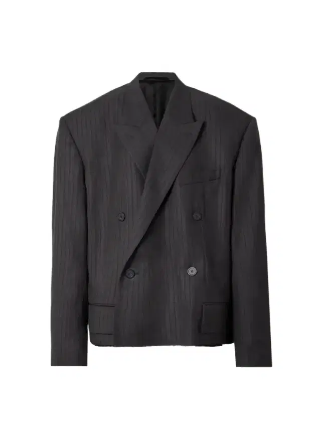 Oversized Double-breasted Distressed Pinstriped Wool Blazer